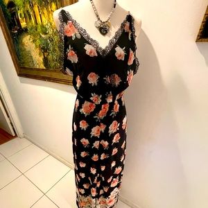 Forever 21 Floral Roses Maxi Backless Gown Size M
